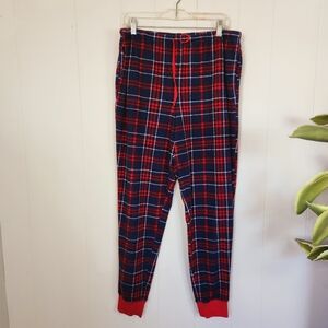 Weatherproof Soft Plush Joggers PJs Sweatpants Red Blue Plaid Cozy Cabincore
